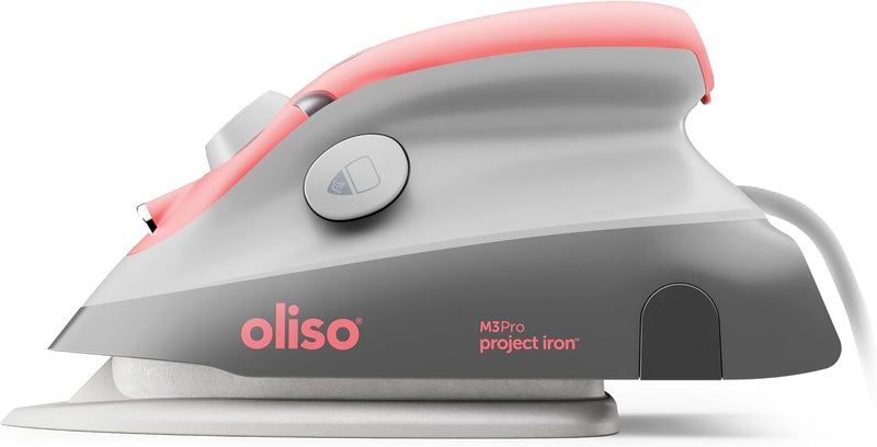 Oliso M3Pro Project Steam Iron with Solemate – 1000W Ceramic Soleplate Iron and LED Light for Sewing, Quilting, Crafting, and Travel – Coral - Image 1